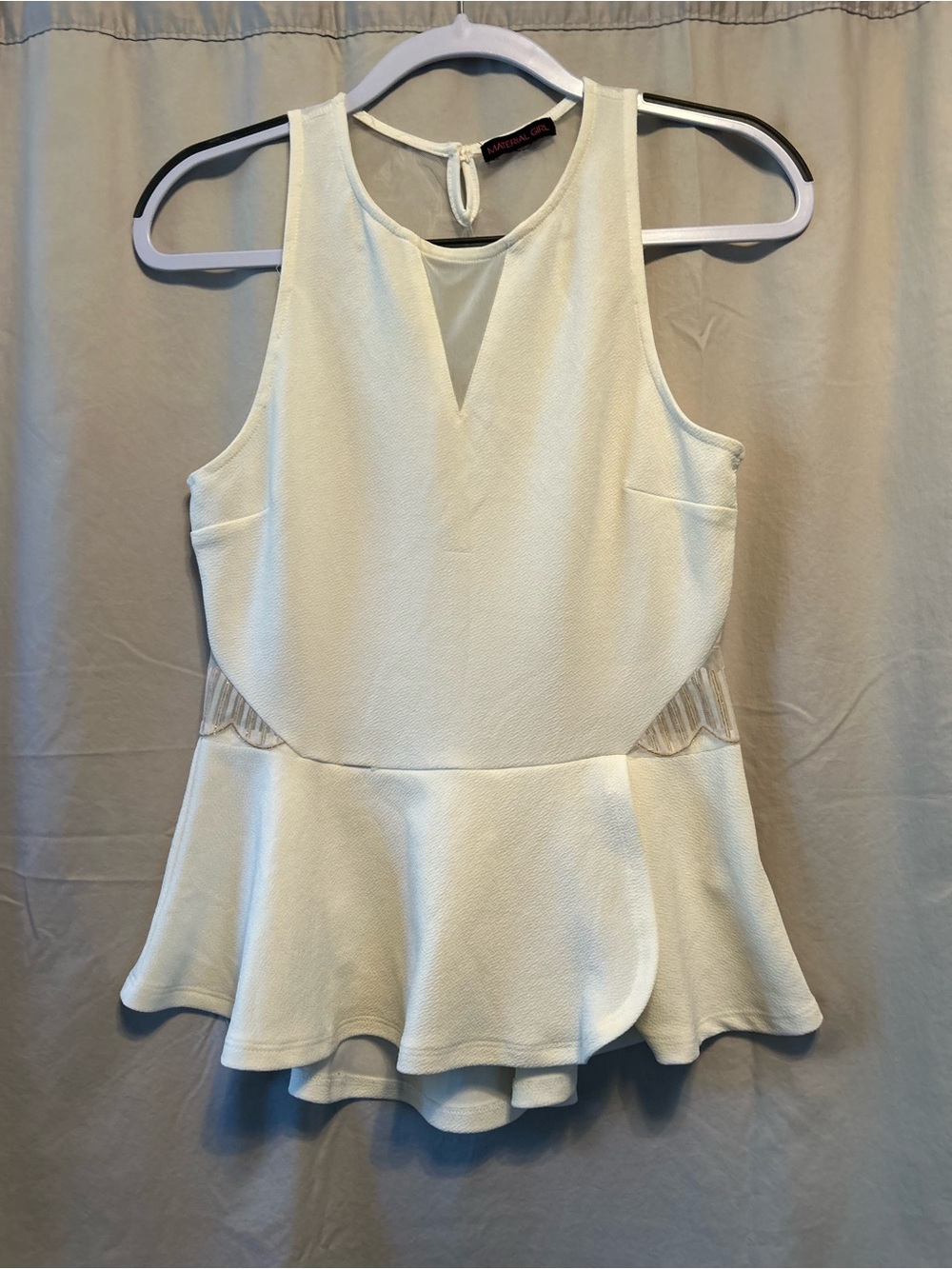 Material Girl Cream Sleeveless Peplum Tank Top